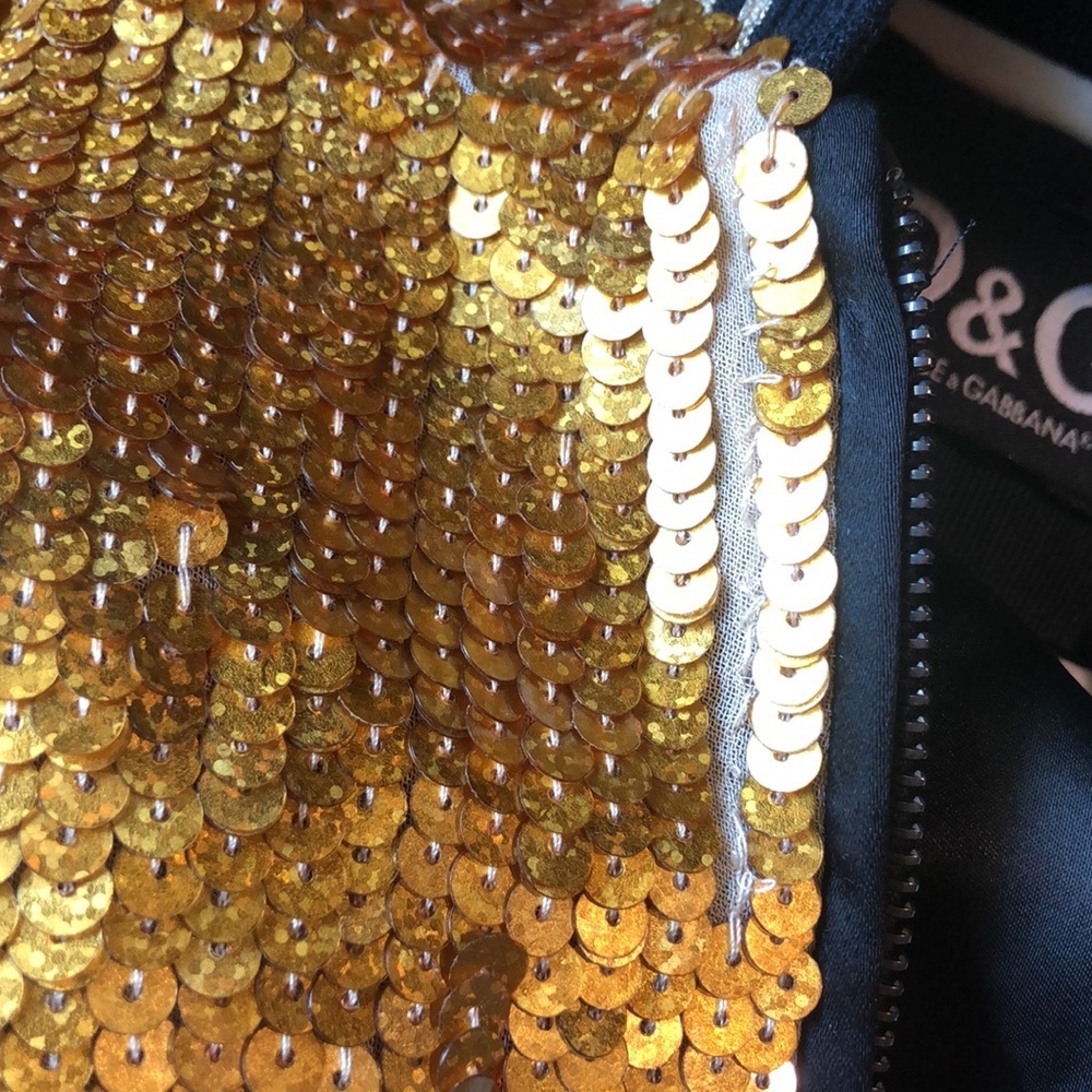 D&G Gold Sequin Bomber Jacket fun sparkly fully lined S - Picture 15 of 15
